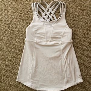 Lululemon White Criss Cross Tank Top